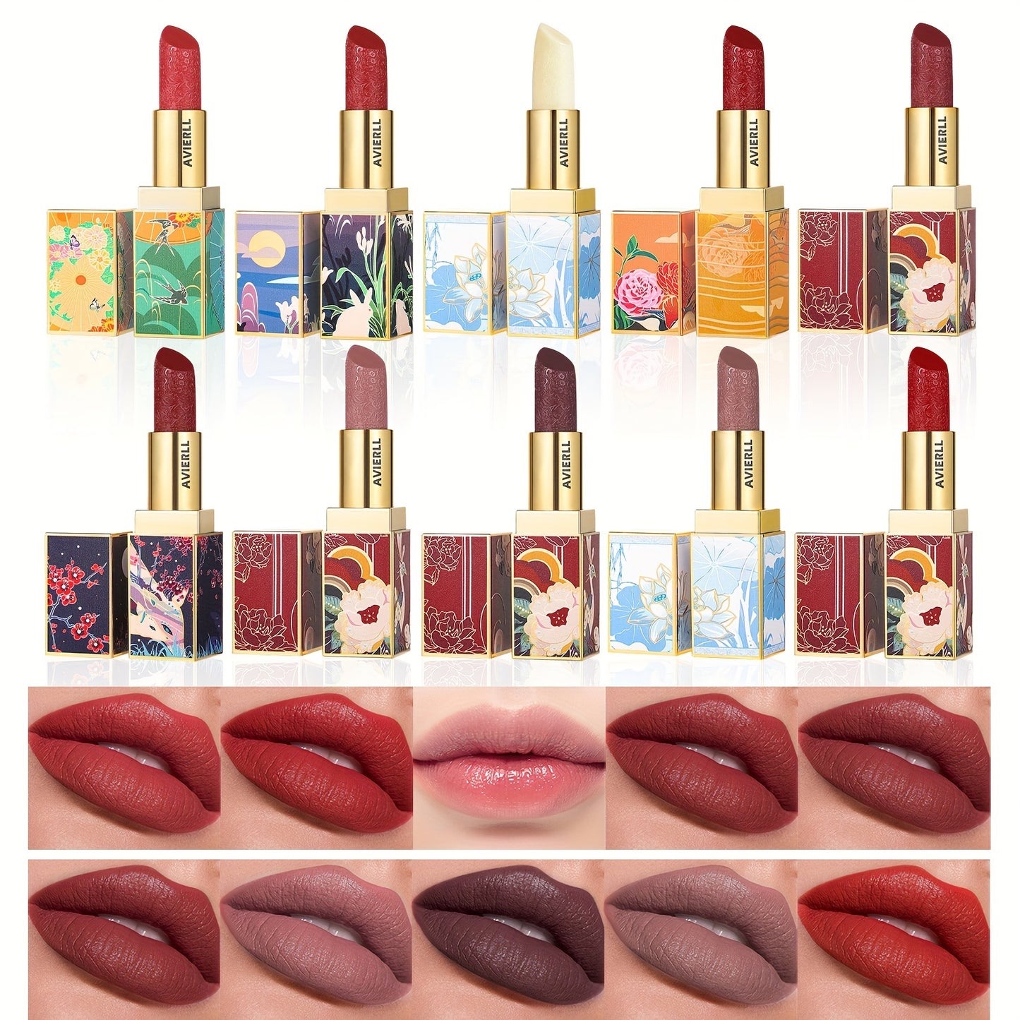 Exquisite Matte Velvet Lipstick Set - Moisturizing, Non-Sticky, Smudge-Proof, Waterproof, Lipstick - Perfect Festival Gift For Women - Chinese Traditional Printed Valentine's Day Gifts, Lunar New Year Gifts