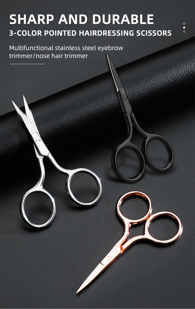 Stainless Steel Pointed Tip Scissors - A Pair Of Black Fish Line With Rose Golden Handles - Ideal For Trimming Eyebrows, Eyelashes, Embroidery, And Various Beauty Tasks