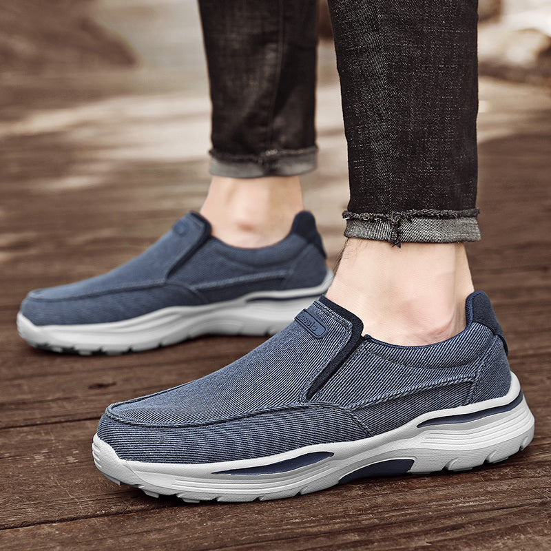 Men's Canvas Breathable Slip On Loafer Shoes Comfortable Walking Sneakers