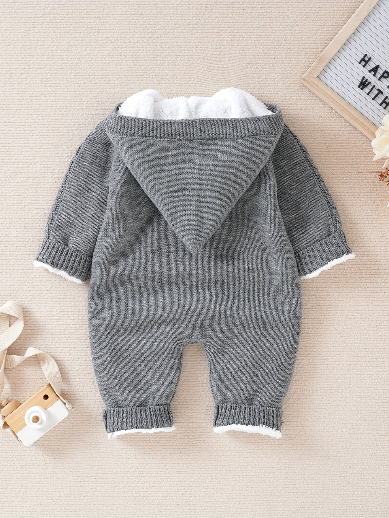 [Knit | Jumpsuit] Long Sleeve Hooded Newborn Boys And Girls Knitted Jumpsuit With Pants