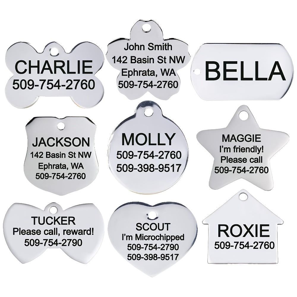 [Fast Arrival] Stylish Personalized Pet ID Tag - Durable Engraved Stainless Steel Slide-On Nameplate with Customizable Text - Long-Lasting, Water-Resistant, and Easy to Attach