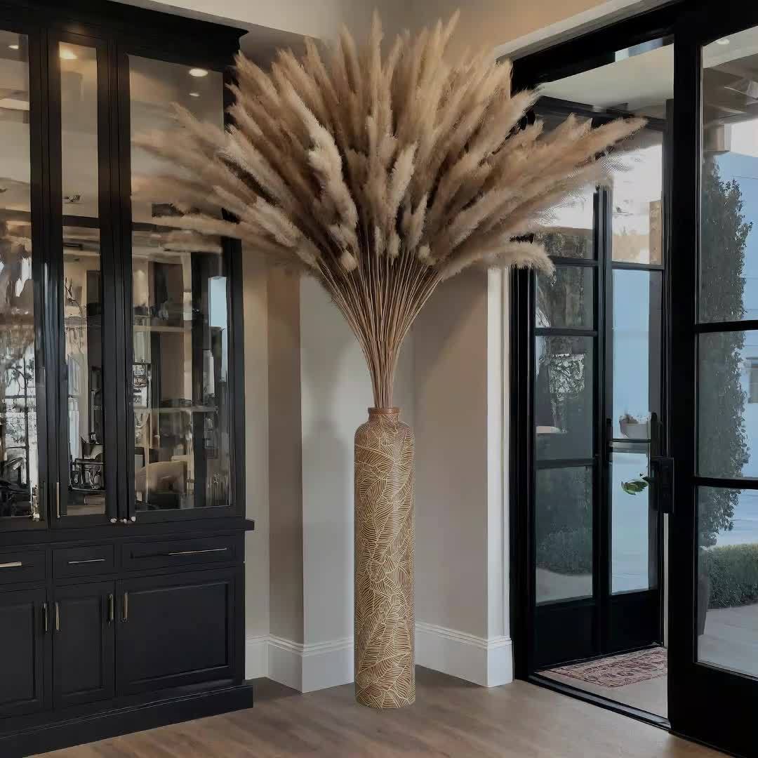 1pc 74.93cm Bohemian Floor Vase, Elegant Striped Resin Decorative Vase for Living Room, Entryway, Fireplace, Doorway, Centerpiece - Perfect Holiday & Birthday Gift, Decorative Vase, Fireplace Decoration, Bohemian Style, Strip