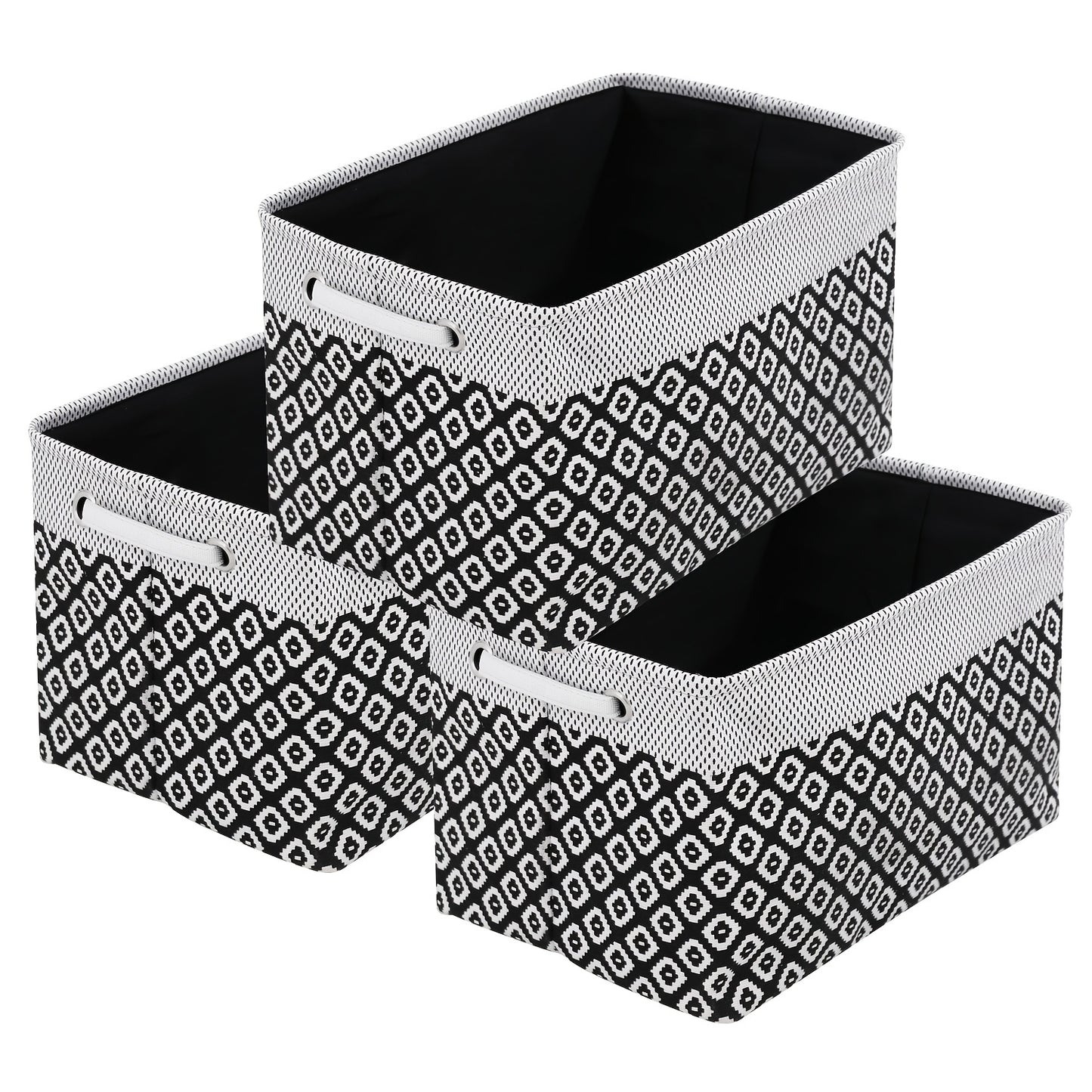 3pcs Modern Fabric Storage Bins - Foldable Canvas Organizer Baskets with Handles, Sturdy for Home, Office, Nursery, and Closet Organization, Minimalist Two-Tone Design, Closet Organizers And Storage