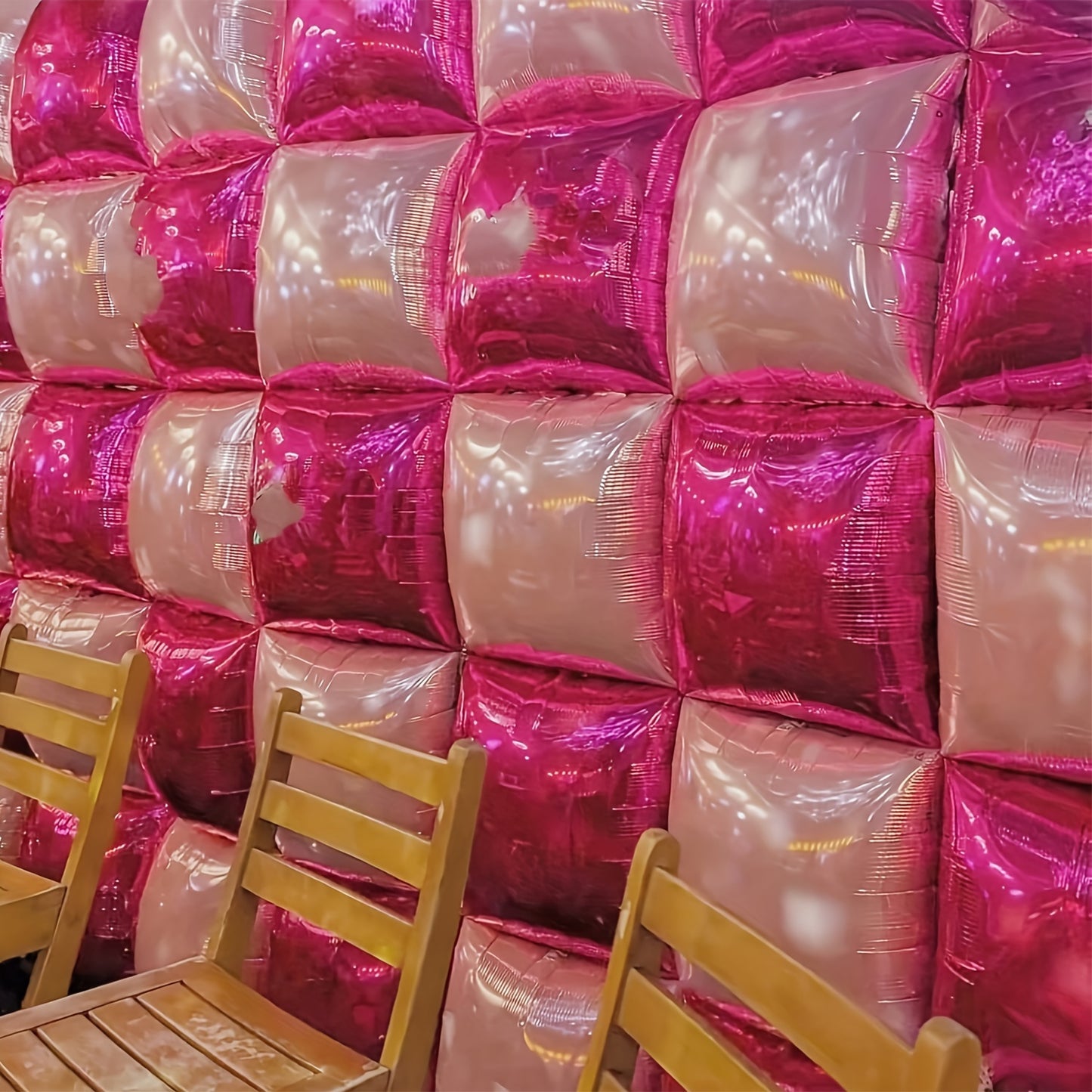 25-Pack Aluminum Film Magenta Pink Square Double-Sided Metal Balloons for Wall Tunnel Archway Flower Wreath, Anniversary Commemorative Set, Birthday Engagement New Year Party Decorations, No Power Required, for Wedding, Mothe