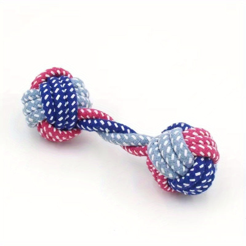 Durable Braided Barbell Pet Grinding Teeth Toy - Perfect for Small and Medium Dogs!