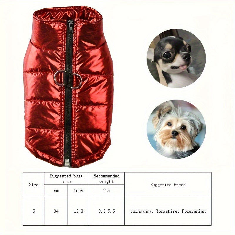 Reflective Waterproof Dog Jacket, Zippered Pet Coat with Belt Loops, 100% Polyester Woven Snow Suit for Small, Mini & Toy Breeds, Random Color