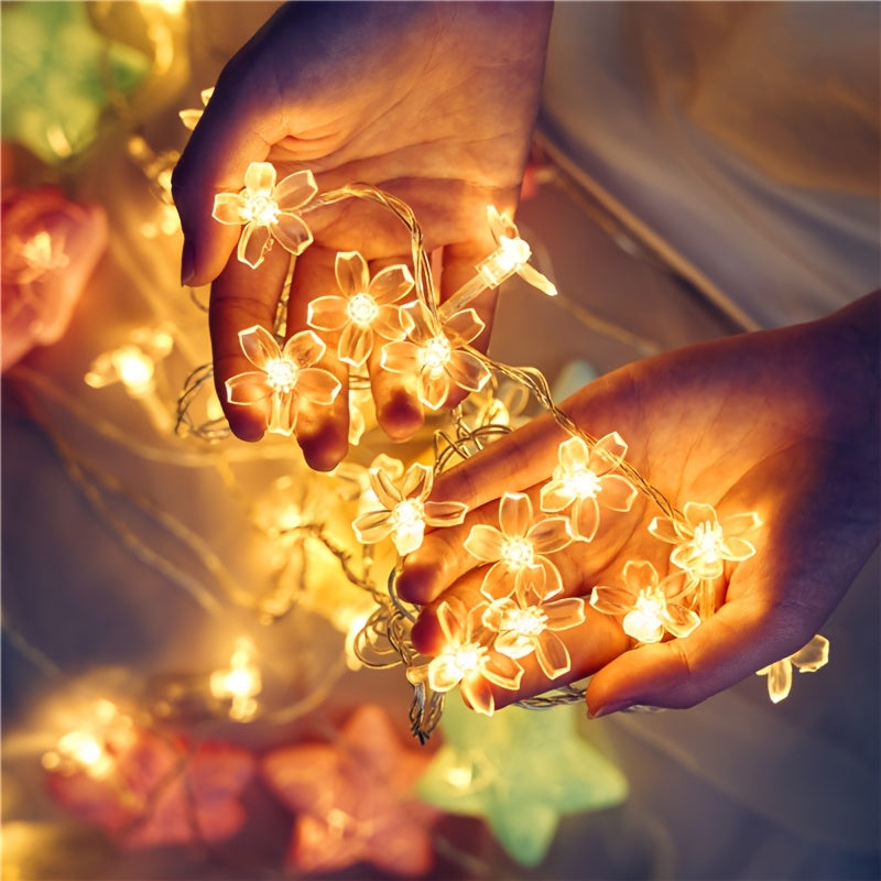 1pc Cherry Blossom String Lights, Suitable for Home Decorations Engagement Wedding Valentine's Day Holiday Party Atmosphere, 1.5m 10 Bulbs, Holiday Lighting, Romantic Ambiance, Festive Glow, Elegant Illumination, Plastic Cons