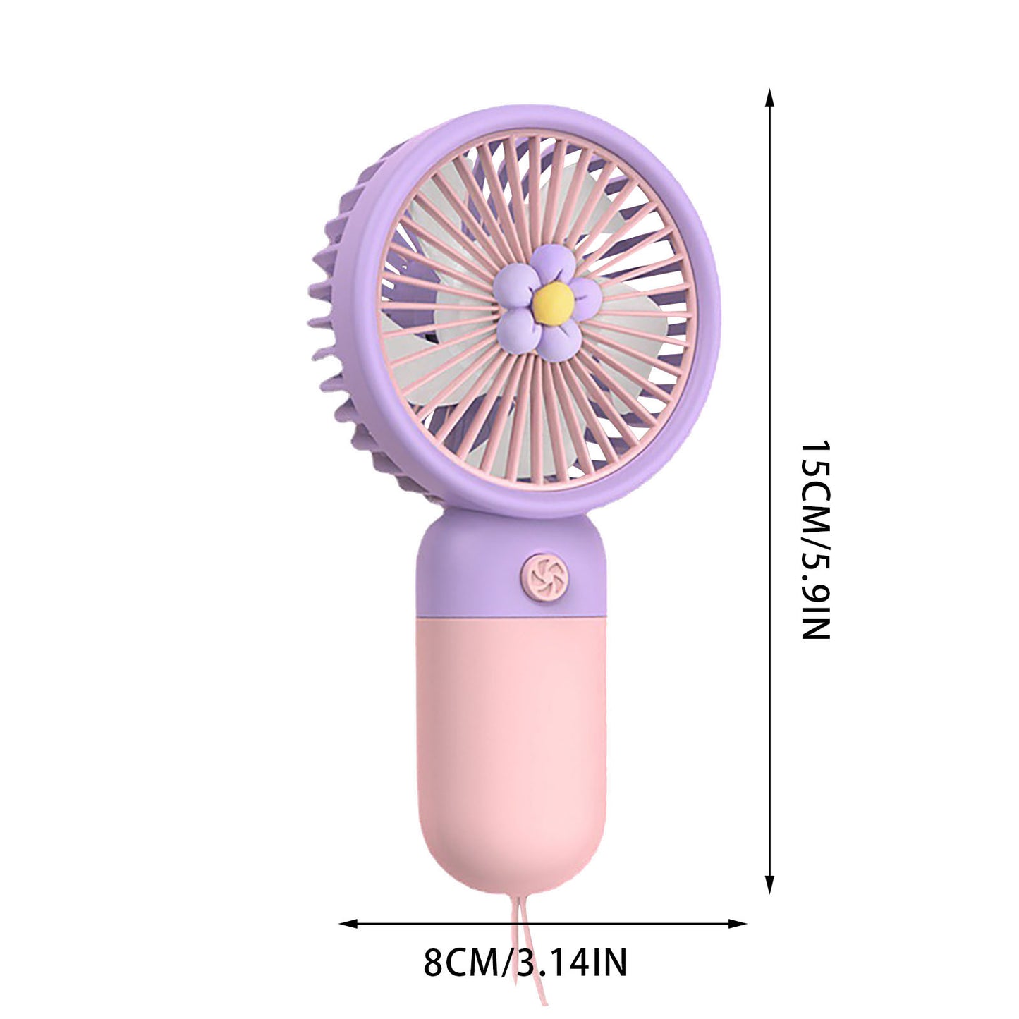Portable Fan Summer Flower Color Block Mini Handheld Small Fan Portable USB Chargeable Fan