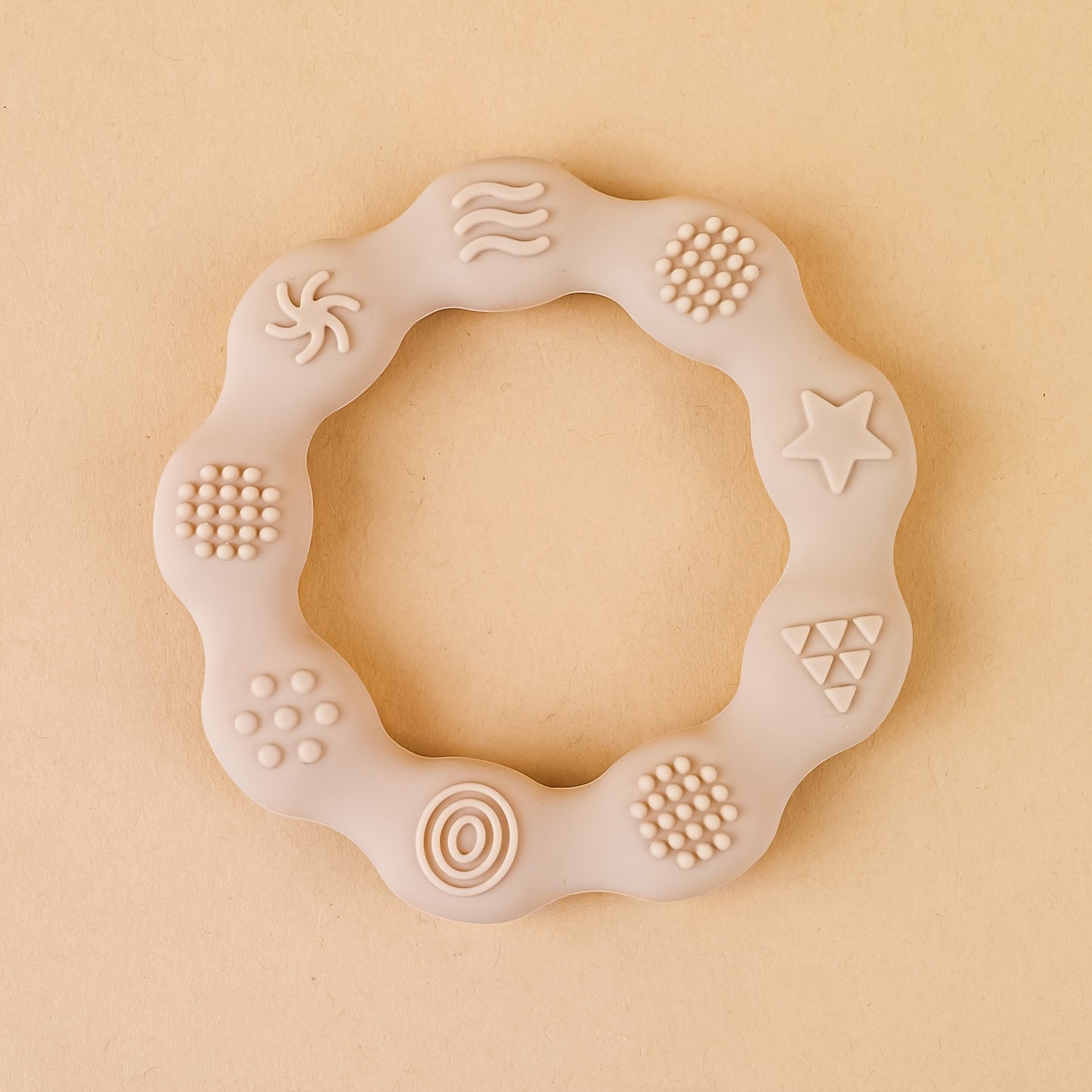 TYRY.HU Baby Teething Ring for 6+ Months - Soft Silicone Teether Toy with Textured, Newborn Gum, Dishwasher - Suitable for 0-2 Years (Bright,,,)