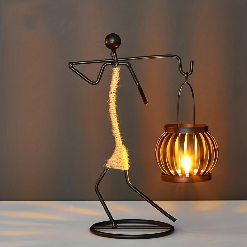 [1pc Lady Character Candle Holder] 1pc Metal Shaped Candle Holder With A Lady Character Design, Christmas Decoration, Christmas Candle Holder