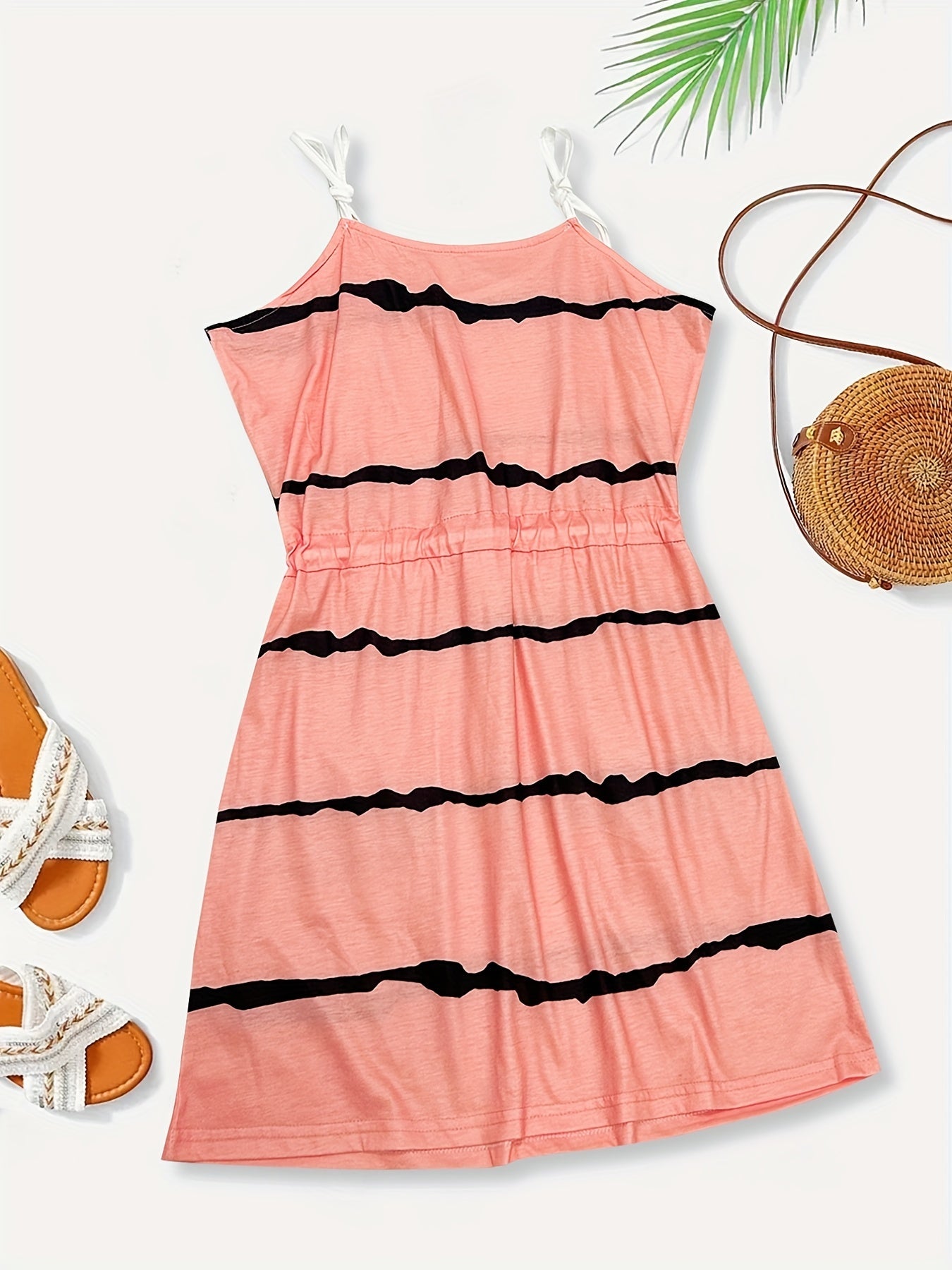 Flattering Color Block Cami Dress - Adjustable Drawstring Waist, Sleeveless for Summer & Spring - Fashionable Womens Day-to-Night Wear