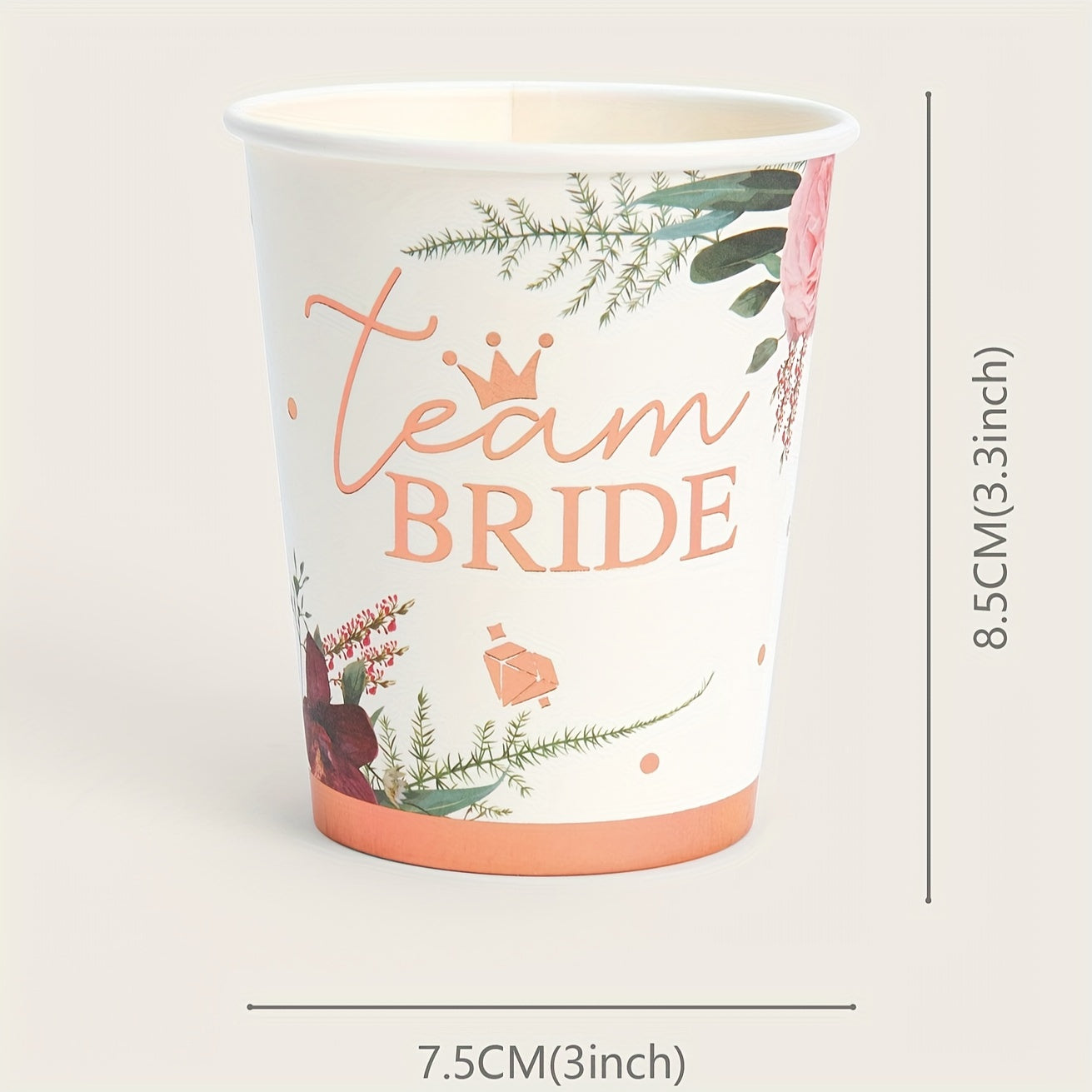 10/24pcs, 9oz Bridal Flower Paper Cups, Shower Cup Party Cup, Flower Bridal Shower Disposable Paper Cup, Rose Golden Bridal Shower Decoration Suitable for Bridal Party and Single Party