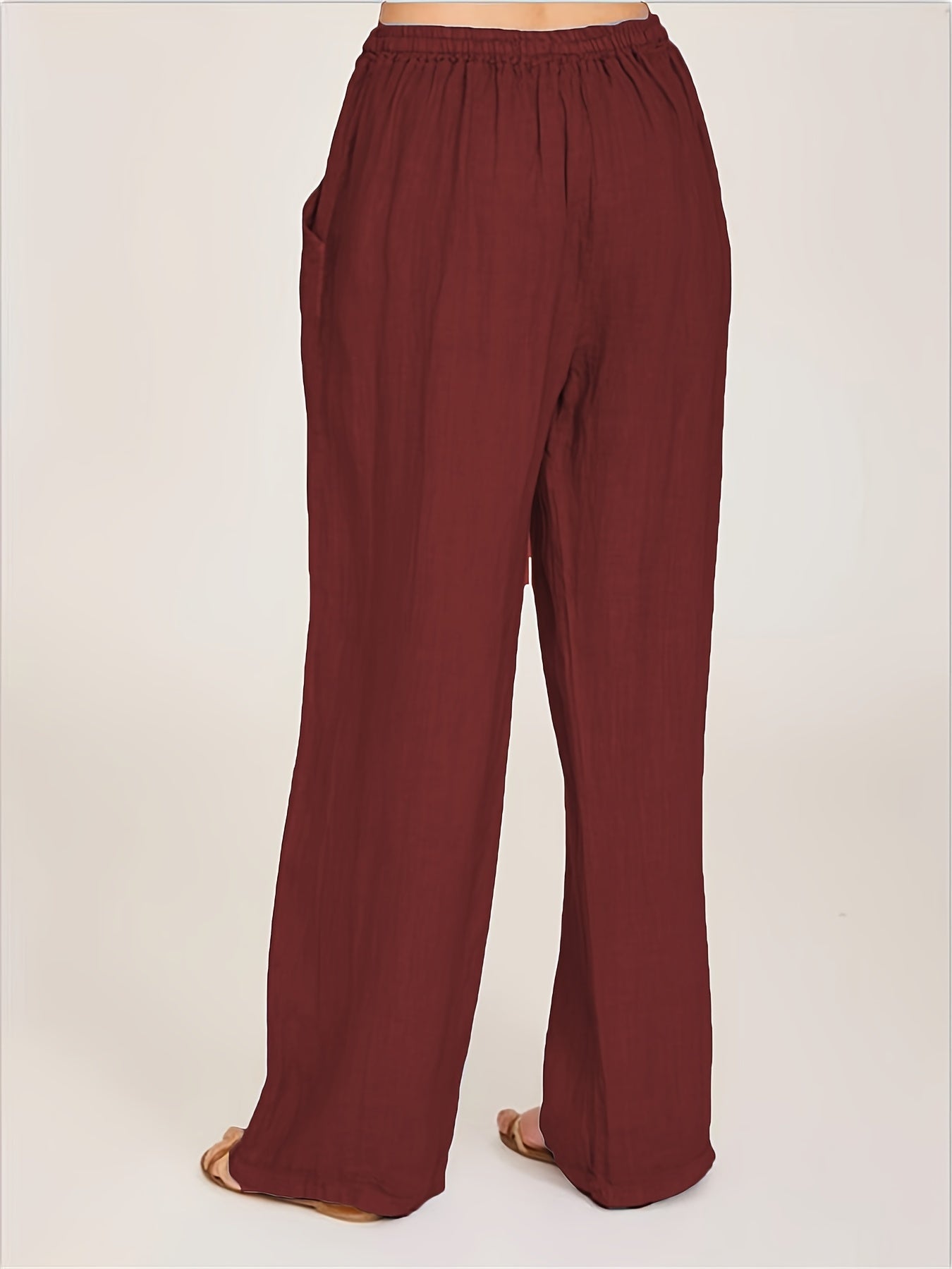 Drawstring Wide Leg Pants, Solid Loose Palazzo Pants, Casual Every Day Pants, Women's Clothing
