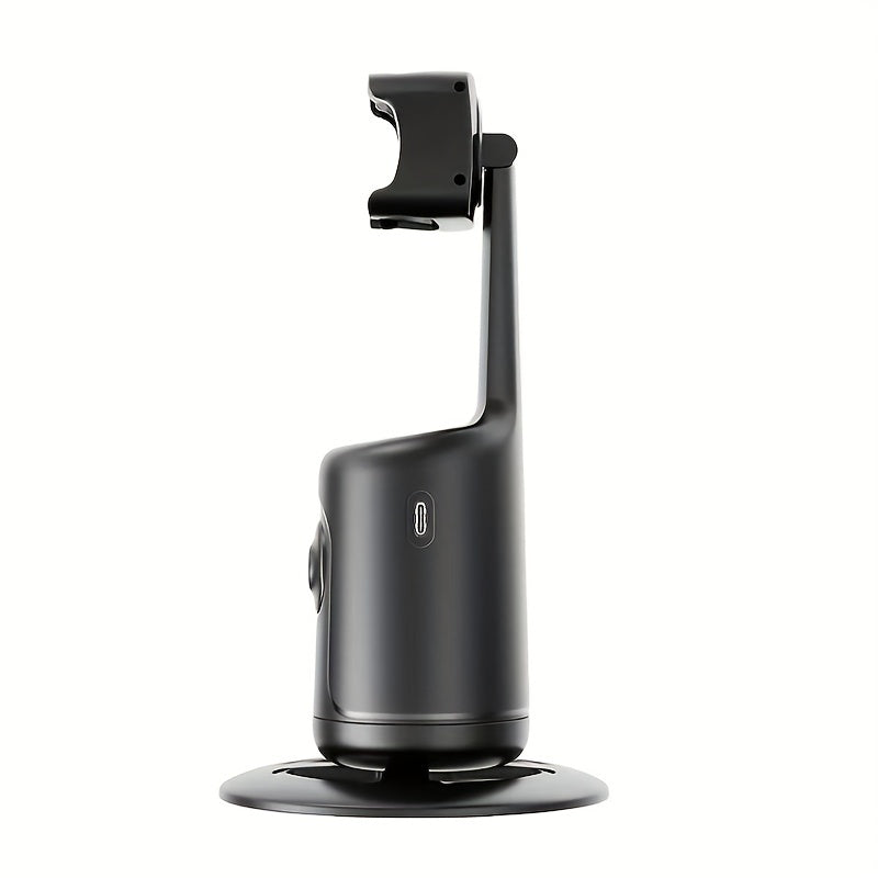 360° Auto-Tracking Smartphone Tripod - Hands-Free Face & Body Recognition - Wireless Rechargeable Holder for Live Streaming, Vlogging & Video Recording - Black