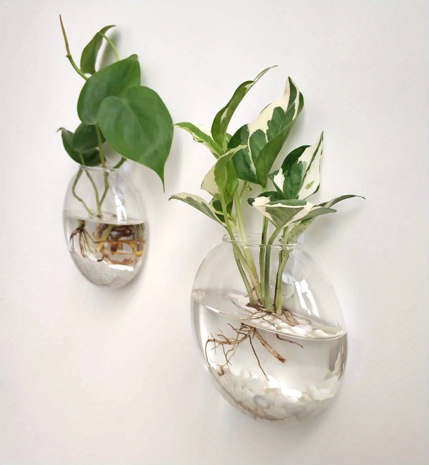 2pcs/ 4pcs/ 6pcs Wall Hanging Glass Terrariums Planter Oblate Flower Vase For Hydroponics Plants Gift, Home Office Living Room Decor