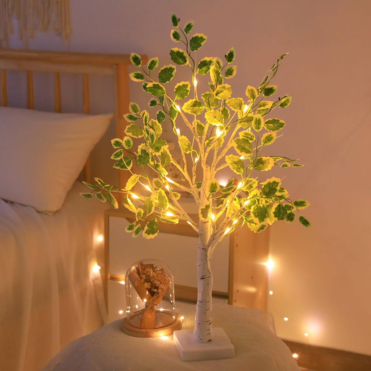 1pc Birch Christmas Leaf Flower Lamp Romantic Bedroom Night Light Room Decoration Table Lamp Sleep Decor Bedside Atmosphere Lamp