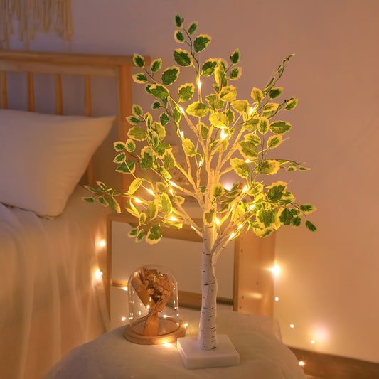 1pc Birch Christmas Leaf Flower Lamp Romantic Bedroom Night Light Room Decoration Table Lamp Sleep Decor Bedside Atmosphere Lamp