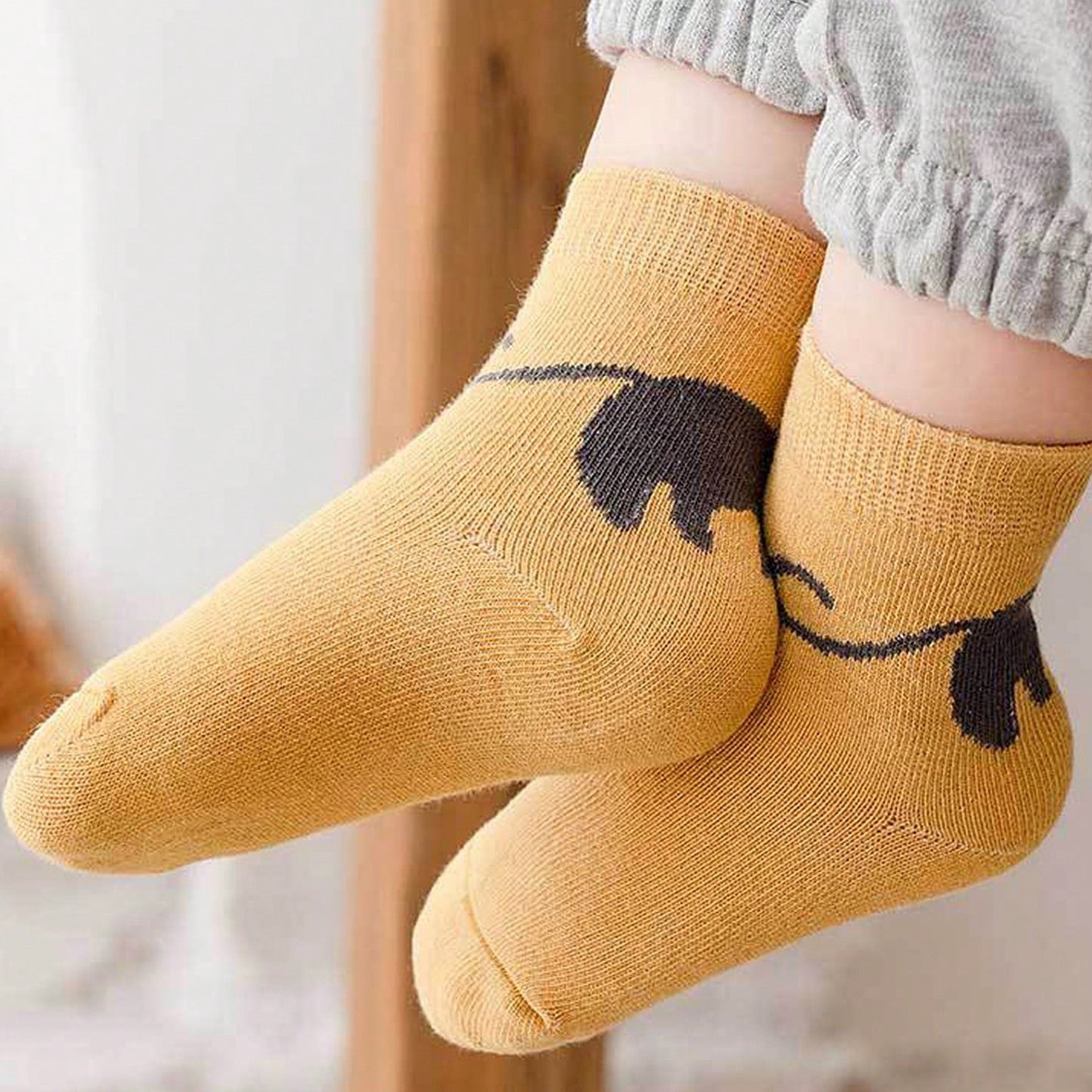 5 Pairs of Four Seasons Baby Socks Spring And Autumn Cartoon Kitten Winter Medium Tube Socks Boys Girls Socks