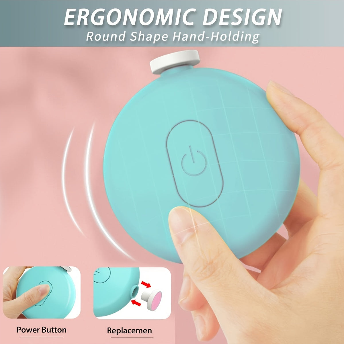 Newborn Safety Electric Nail Trimmer Kit - 6 Replaceable Grinding Heads, Low Noise, Ergonomic Design, Easy to Use for Infants, Children, and Adult Toenails - Perfect for Gentle, Safe, and Precise Nail Care