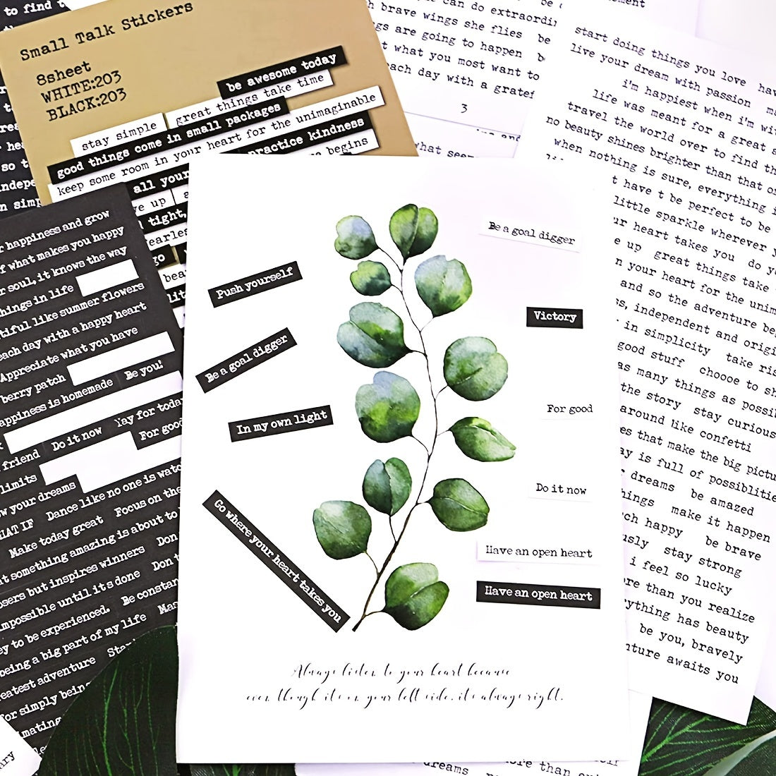 406pcs Empowering Quote Stickers - Motivational & Positive Phrases for Scrapbooking, Perfect for Journals, Planners, and DIY Art Crafts - Enhance Your Vintage Album & Creative Projects
