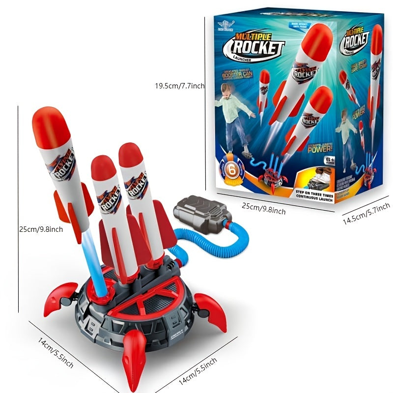 Kids Toy Rocket Launcher, Upgrade 3 Jumper Launcher Design, Jumping Rocket Launcher With 6 Foam Rockets, Fun Outdoor Toys For Boys Girls, Gift Toys For Boys Girls Over 6 Years Old