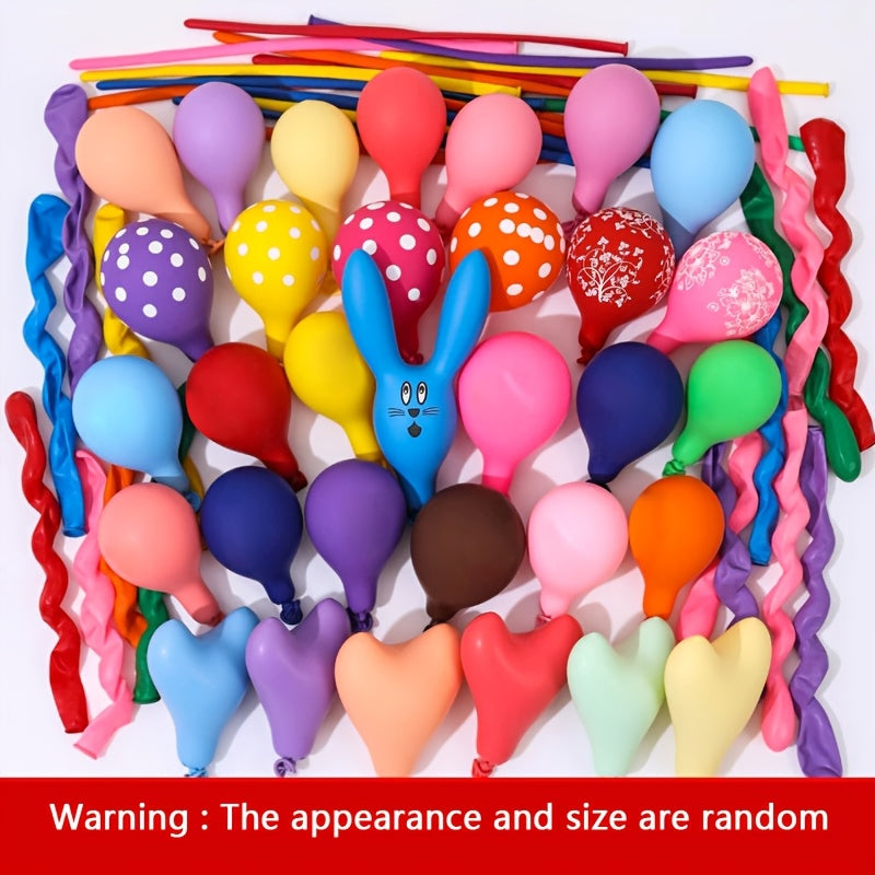 49pcs Mixed Color Balloon Set, Cartoon Animal Balloons Set, Premium Long Balloons, I LOVE YOU Heart Shaped Balloon, Flower Pattern Colorful Balloons, for Birthday, Party, Christmas, Halloween, Easter
