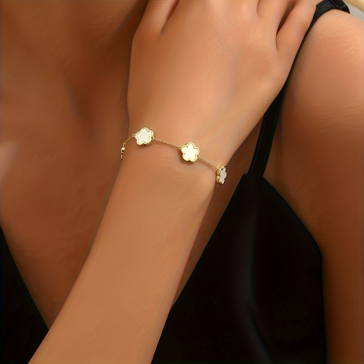 1pc Mini Flower Thin Chain Bracelet Elegant Hand Chain Jewelry For Women