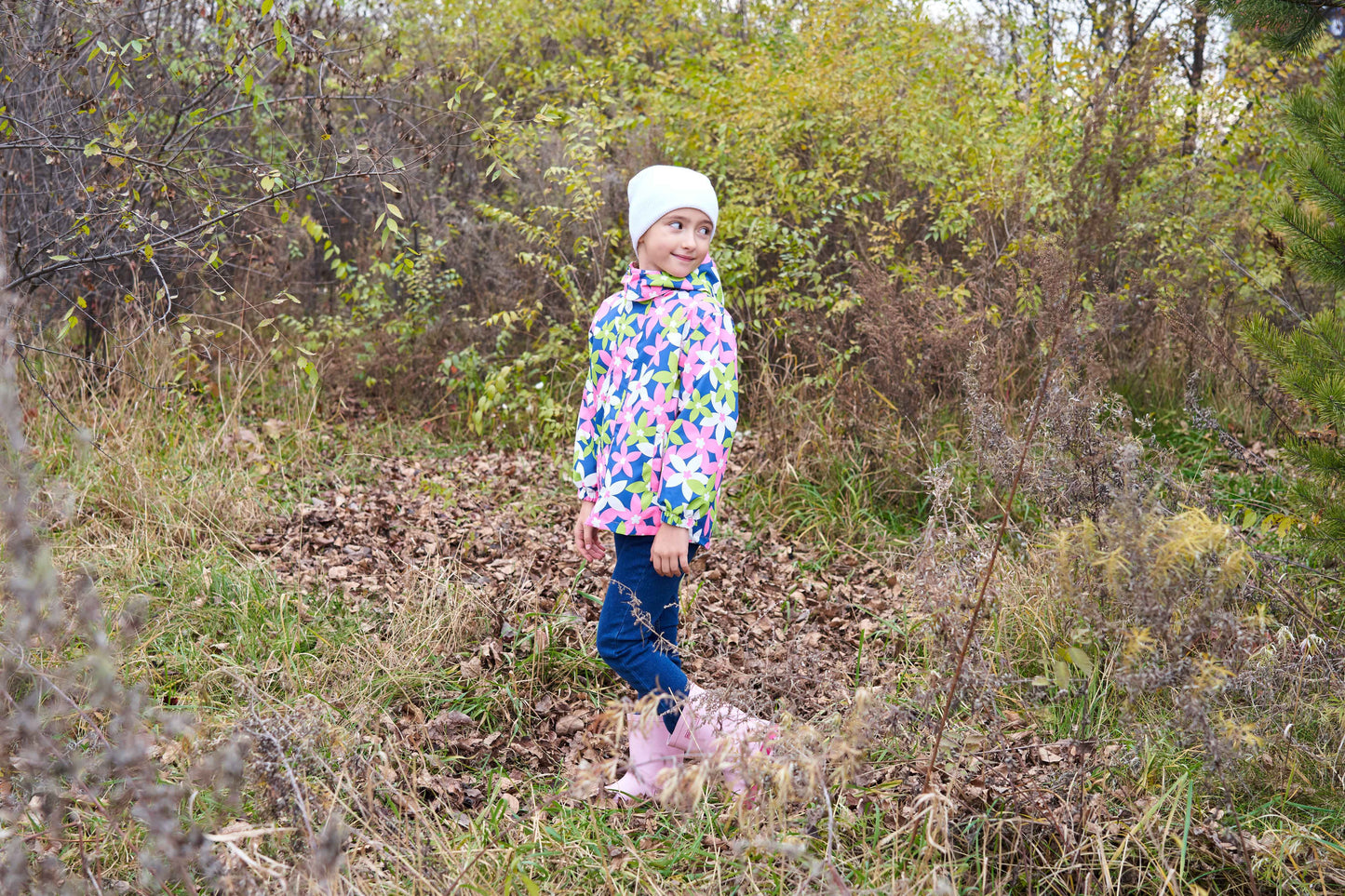 Girls' Gradient Color Hooded Jacket - Lightweight Windproof Winter Coat with Removable Hood, Zipper Closure & Animal Print Design for Casual Outings & Outdoor Play, Hooded Coat, Playful Design