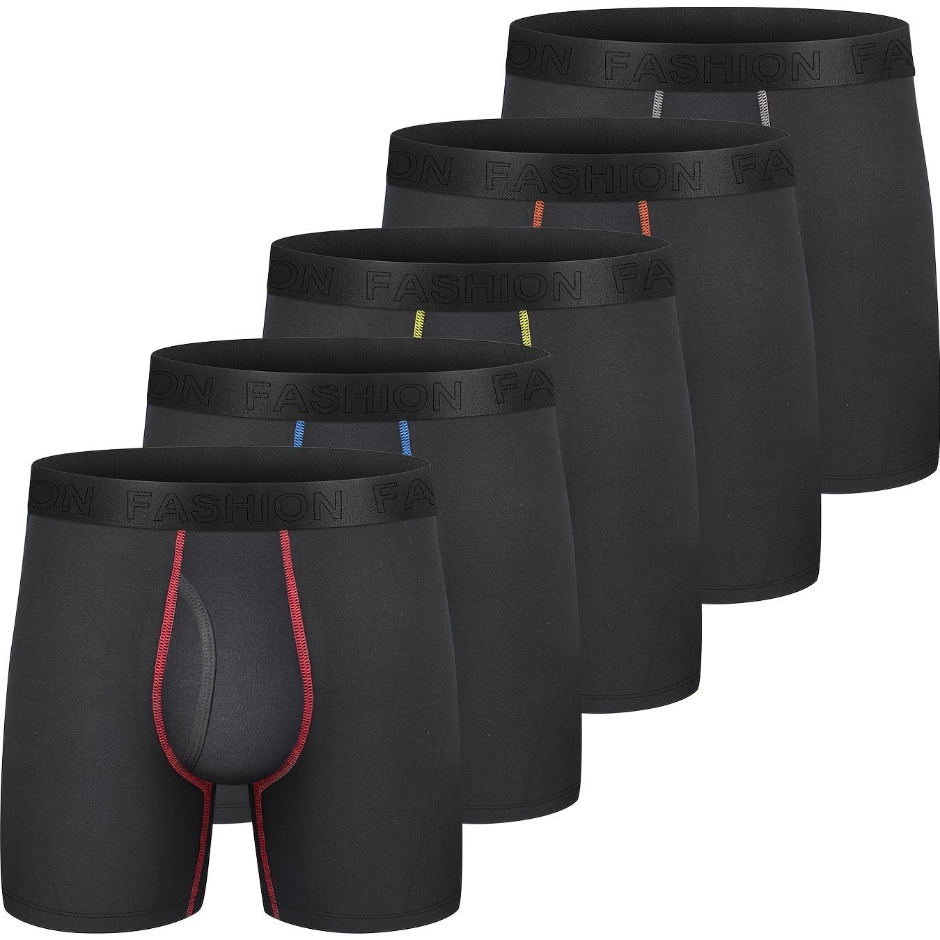 5pcs Premium Mens Boxer Briefs - Super-Soft Stretch Cotton, Moisture-Wicking Breathable, Ultimate Comfort Underwear - Multipack
