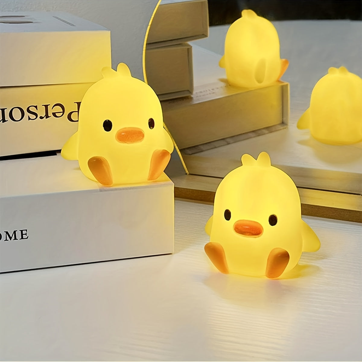 1pc Cute Mini Yellow Duck Night Light, Warm Light, For Bedroom Bedside Home Room Decor, Novelty Luminous Toy Gifts