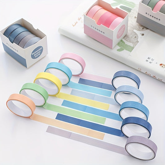 Imoda 5 Rolls Thin Wahi Tape Set Decorative Masking Tape For Journaling, DIY, Crafts, Scrapbooking 10mm (0.4 Inch) Wide 2 Meters Long