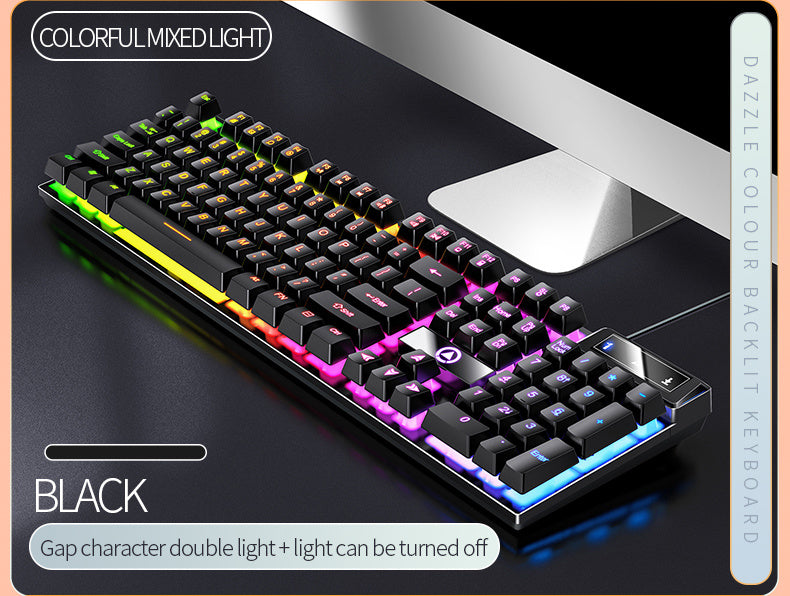 Silvery Carved Game Keyboard USB Wired Mechanical Feel Luminous Keyboard with Backlight Desktop Computer Notebook Office Universal