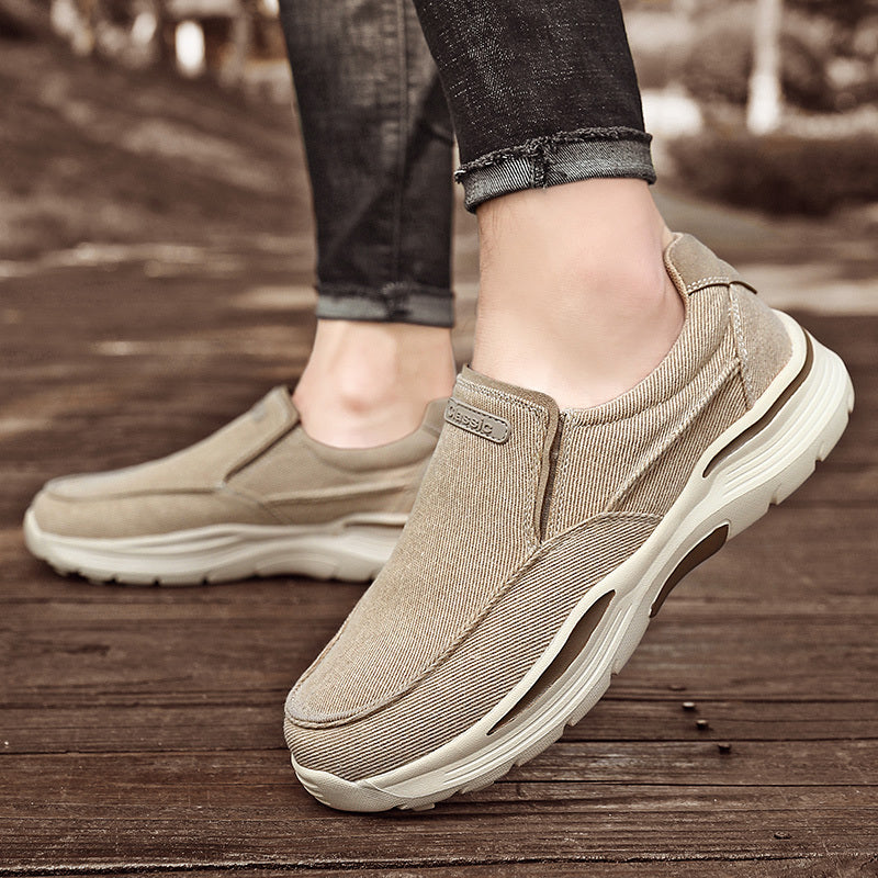 Men's Canvas Breathable Slip On Loafer Shoes Comfortable Walking Sneakers