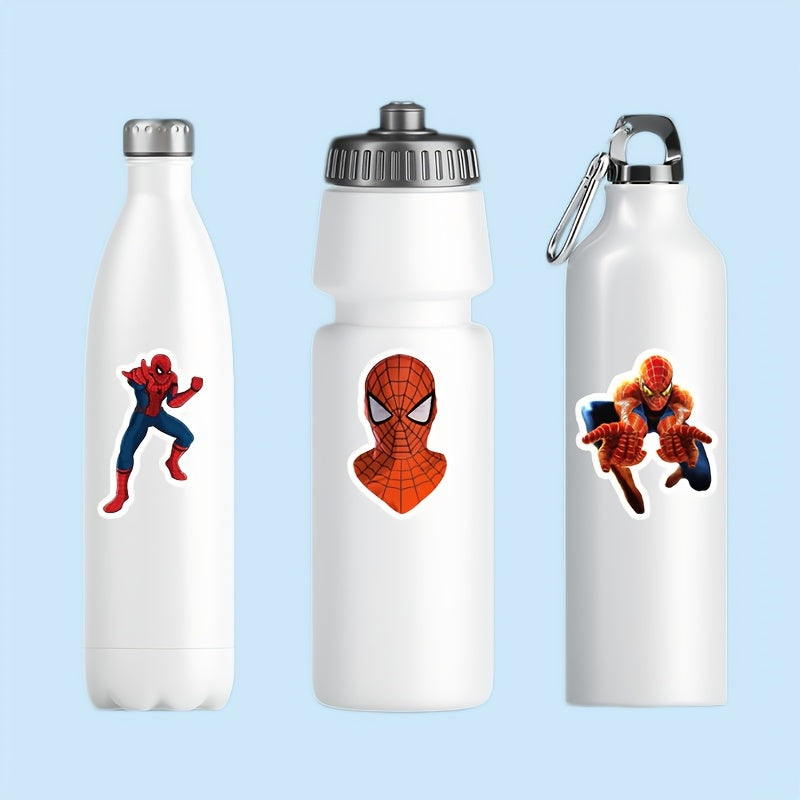 Marvel 50-Pack Spider-Man Stickers, Cartoon Character Decals, Self-Adhesive, Reusable, Paper Material, for Laptops, Travel Cases, Phones, Waterproof DIY Decoration