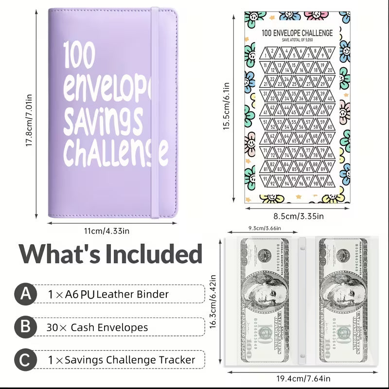 A Savings Challenge Book Featuring a 100 Envelopes Challenge