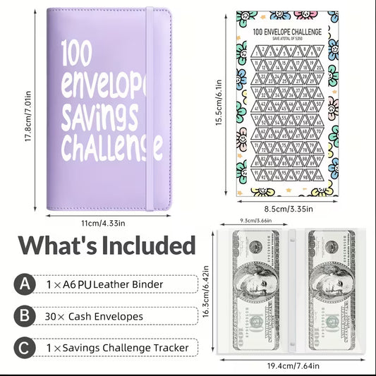 A Savings Challenge Book Featuring a 100 Envelopes Challenge