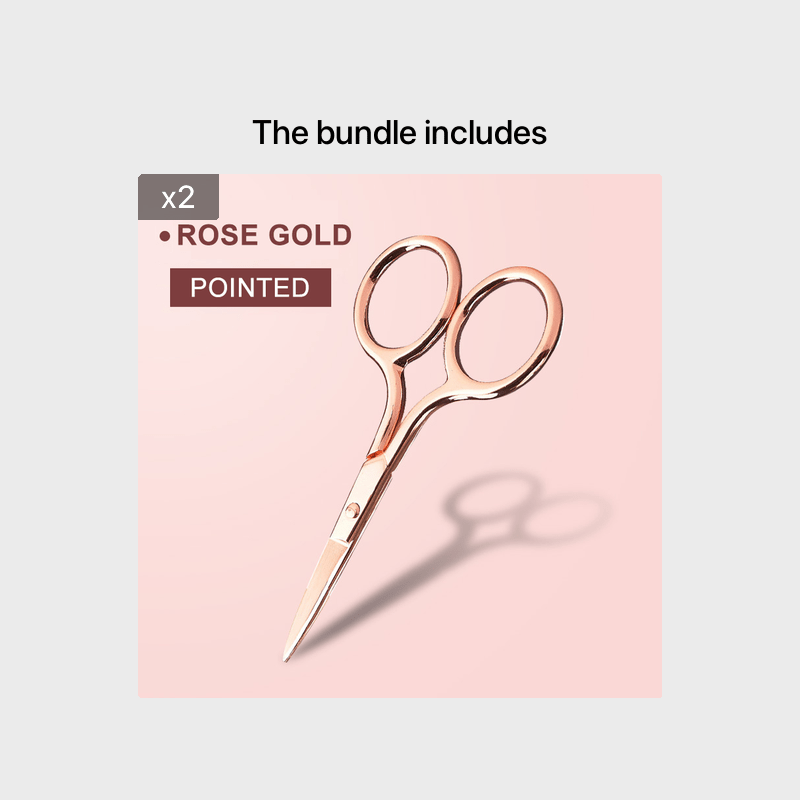 Stainless Steel Pointed Tip Scissors - A Pair Of Black Fish Line With Rose Golden Handles - Ideal For Trimming Eyebrows, Eyelashes, Embroidery, And Various Beauty Tasks