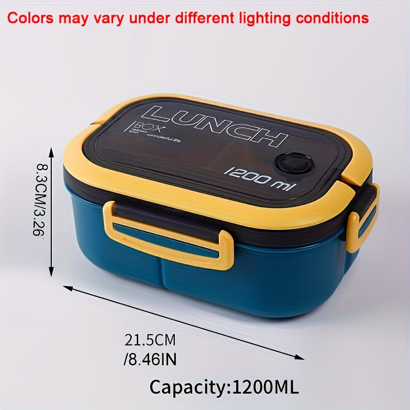 1200ml 2-Layers Sealed Lunch Box Fruits Student Office Worker Microwavable Bento Box with Fork Spoon( Without Chopsticks),back to school