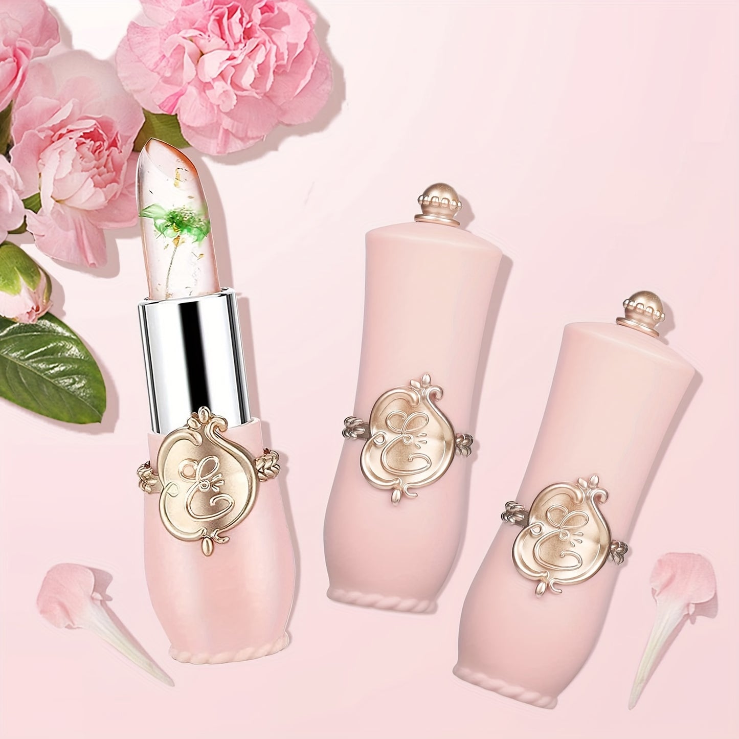 Crystal Dry Flower Jelly Lipstick, Magic Temperature Color Changing Lip Balm, Long Lasting Nourishing Moisturizing Lip Gloss Valentine's Day Gifts