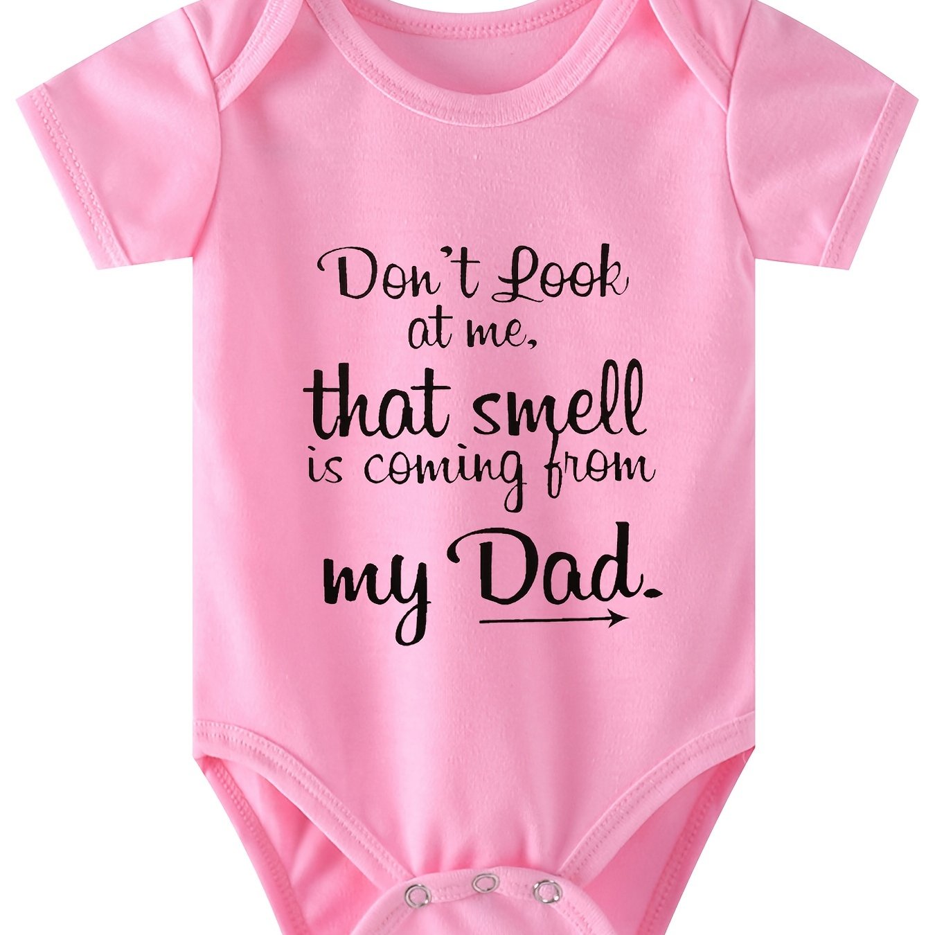 Girls Cute Letter Print Short Sleeve Onesie Clothes ''don't Look At Me'' Pregnancy Announcement Romper