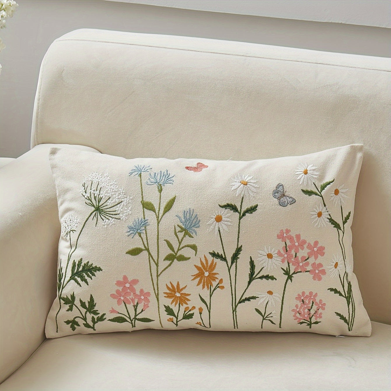 1pc Vibrant Floral Plant Flower Pattern Cushion Cover - Premium Polyester Decorative Pillow Case for Living Room, Bedroom & Sofa - Exclusive Collectible Buildings Theme (Cushion Not Included)
