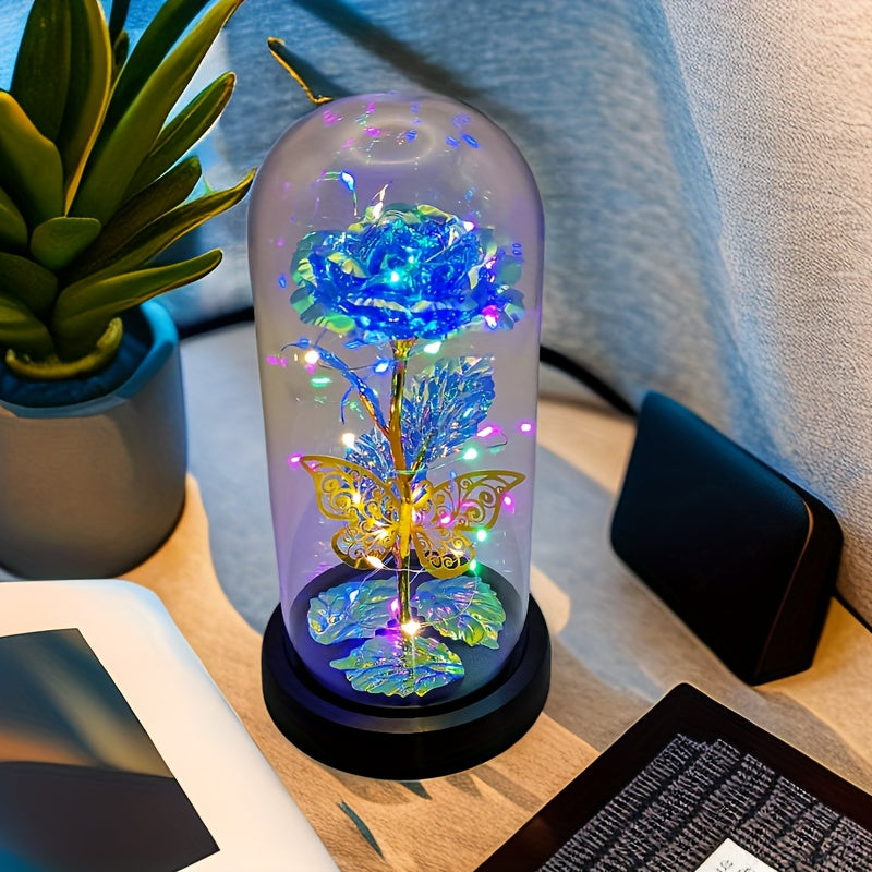 1pc Exquisite Hollow Butterfly LED Rose Cover - Illuminated, Decorative, and Romantic Gift for Valentines Day, Mothers Day, Wedding, Back-to-School, Holiday, Party, Mom, and Scene Layout Occasions