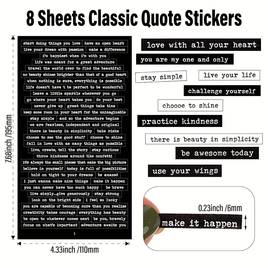406pcs Empowering Quote Stickers - Motivational & Positive Phrases for Scrapbooking, Perfect for Journals, Planners, and DIY Art Crafts - Enhance Your Vintage Album & Creative Projects