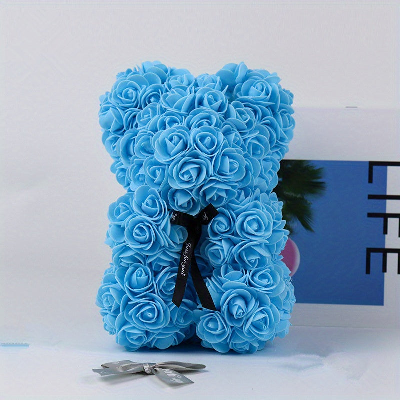 Single Artificial Rose Bear - Soft, Realistic, and Lifelike Flower Petals, Exquisite Craftsmanship, Romantic Gift for Every Occasion, Anniversary, Birthday, Wedding, Valentine's Day, and More - No Box Included