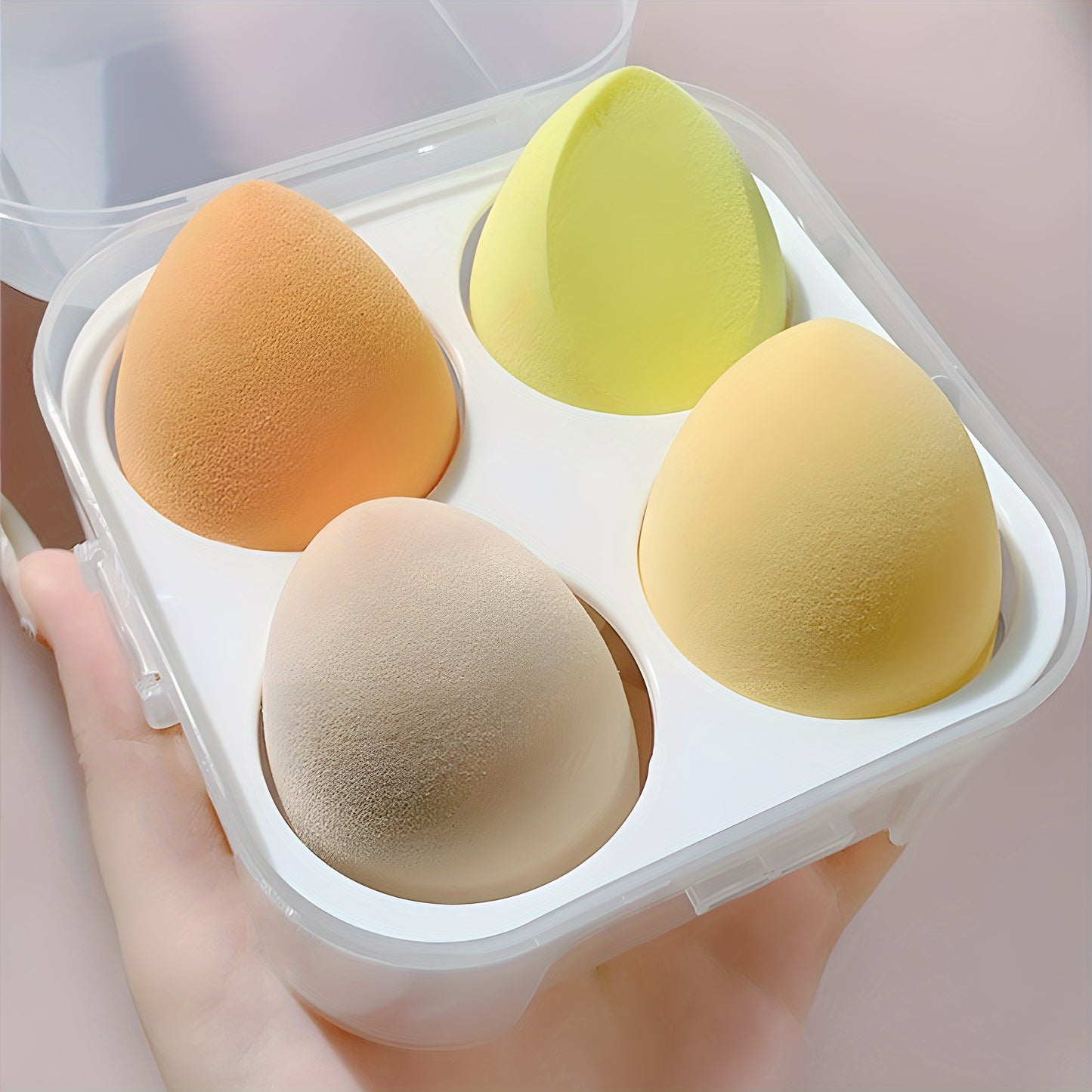4pcs Premium Makeup Blender Set - Soft & Durable Sponges with Storage Box - Perfect for Foundation & Powder Application - Ergonomic Beauty Tool for Flawless Coverage