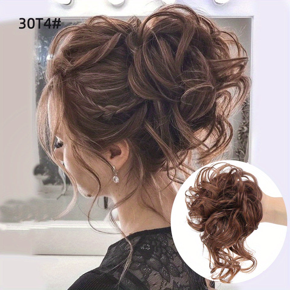 Add Volume And Style with Synthetic Messy Curly Hair Bun Chignon Scrunchy Hair Band! Hair Halloween Christmas
