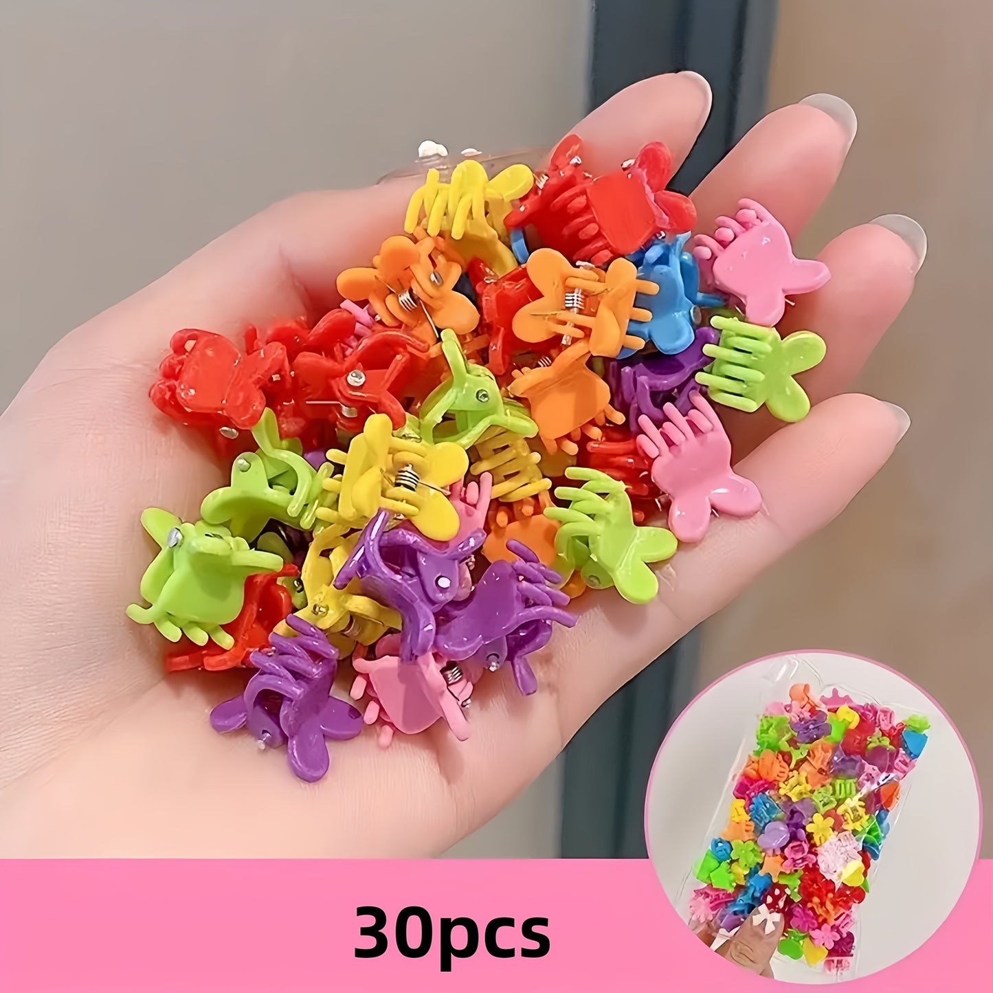 [Cute Hair Clips] 30 Colorful Small Flower Hair Clips, Cute Hair Accessories | Children's Butterfly and Star Hair Clips