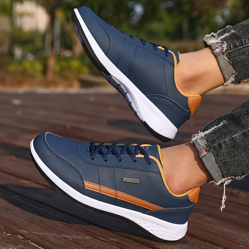 VanWeir Lightweight Men'S Shoes | Navy Blue/White, Lace-up sneakers with MD/TPR Sole, Breathable Fabric Lining for Outdoor, Hiking & Casual Wear