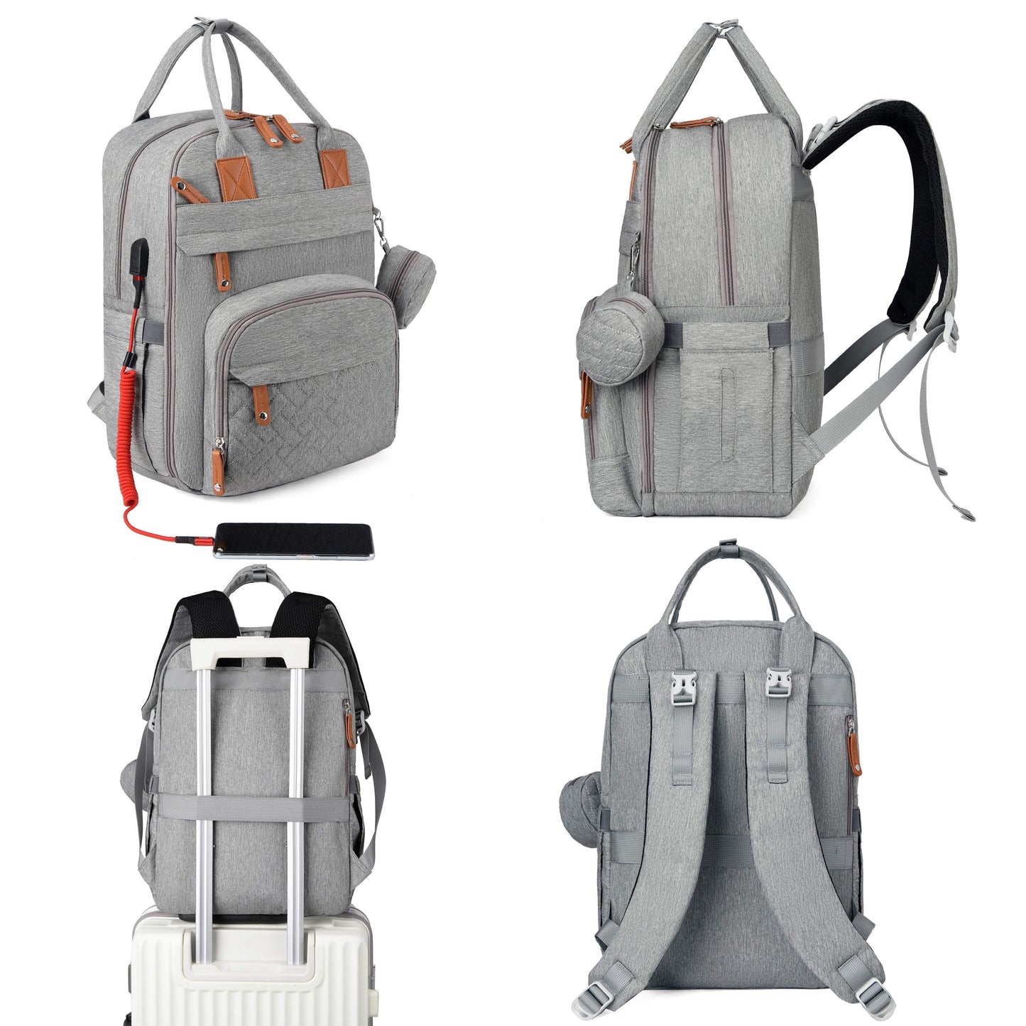 Lamroro Diaper Bag Backpack | Multifunction Travel Back Pack with Stroller Straps & Pacifier Case, Unisex and Stylish, Polyester, Zipper Closure, Utility Pocket, Mixed Color, Ideal for Registry and Shower Gifts