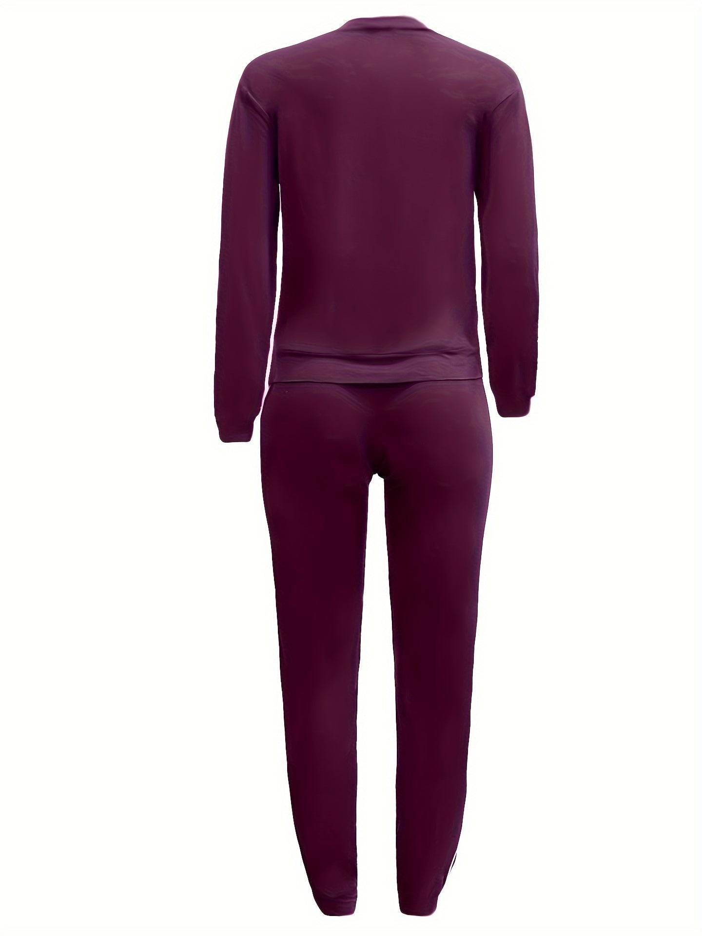 Women's Sports Two-piece Set, Love Letter Print Long Sleeve Top & Pants For Fall & Winter, Women's Clothing